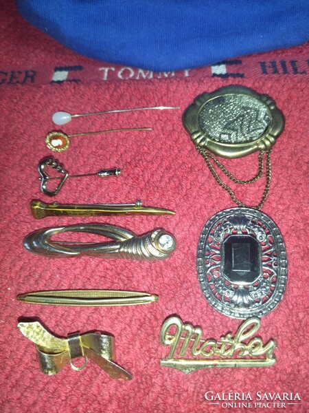 10 pieces of old brooch hat pin jewelry
