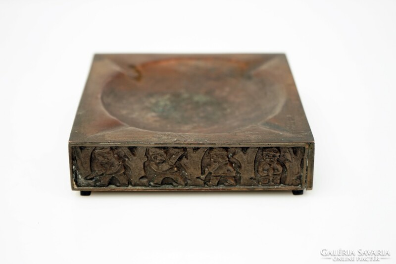 Mid century bronze copper motif ashtray / old ashtray / retro
