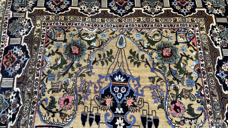 3583 Iráni Tabríz selyemkontúros kézi csomó gyapjú perzsa szőnyeg 109X161CM