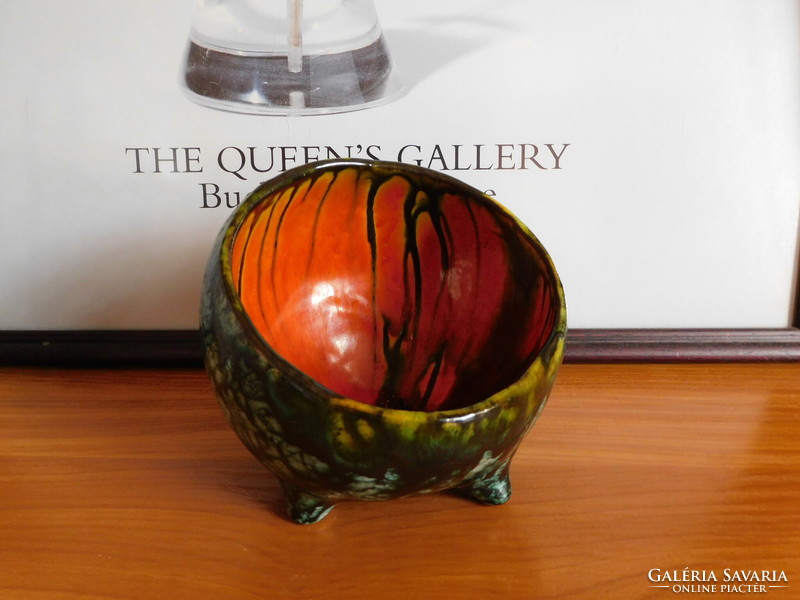 Space age retro ceramic sphere ikebana bowl