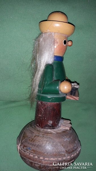 Antique wooden toy wooden figure long-haired street vendor boy 16 cm according to the pictures