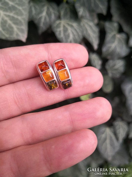 Beautiful silver earrings with amber stones