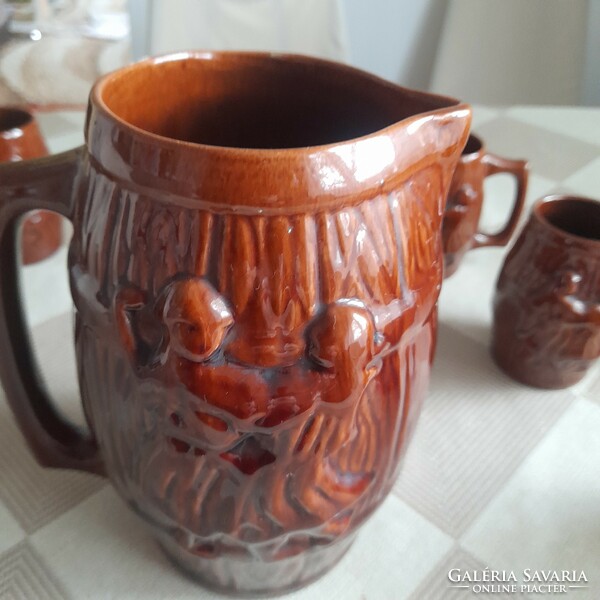 Glazed ceramic wine set