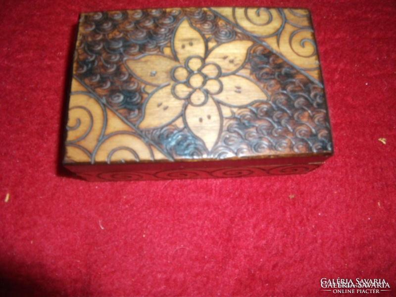 Old polish carved painted small wooden box