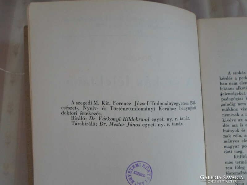 Károly Szántó: the psychology and pedagogy of habit (györgy ablaka, Szeged, 1937)