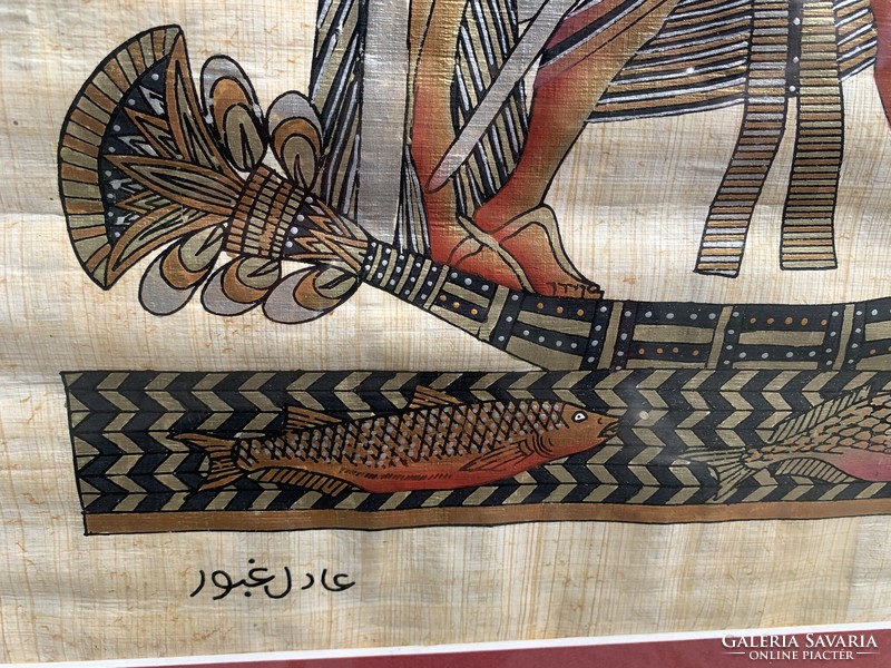 Egyiptomi papírusz képek keretben 3 db