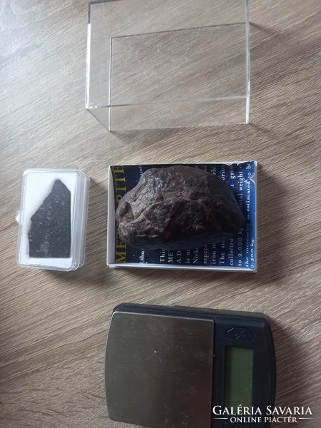 Nwa11434 chondrite meteorite sheet cut and a respectable nantan together