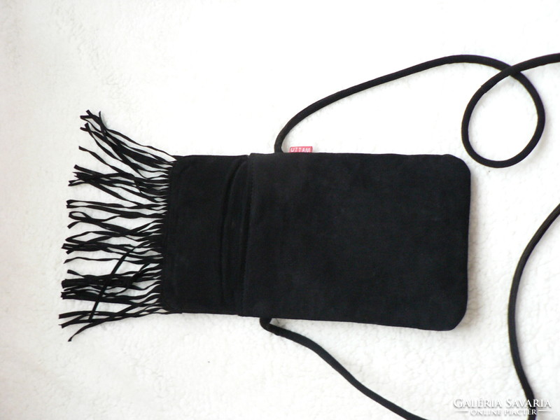 Black suede fringed small bag