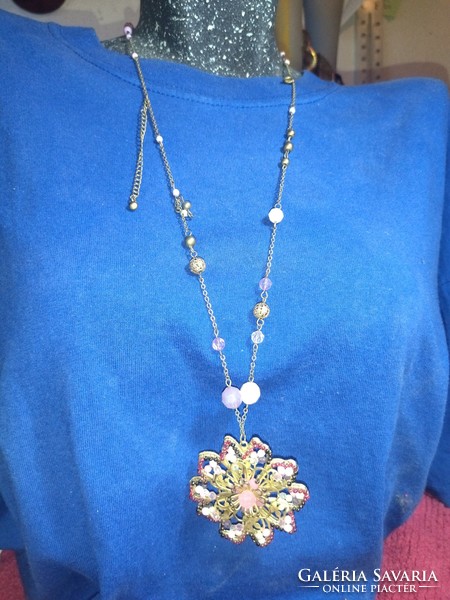 Old 1960s adjustable necklace neck blue 76 cm long chain