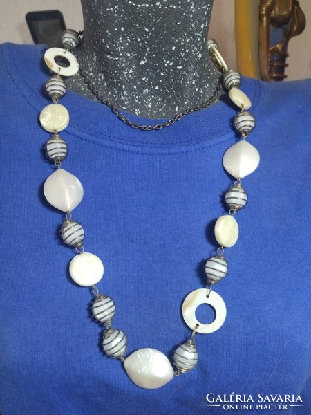 Old 1960s long necklace neck blue 110 cm long pearl