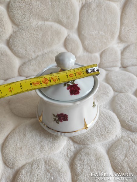 Beautiful gold red rosy Raven House porcelain sugar holder 2000 anniversary edition