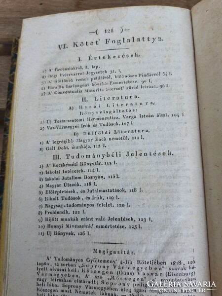 Tudományos Gyűjtemény 1818 4-5-6 benne: Vátznak leírása;  Sárospataki Ref. Koll. Baradla barlang