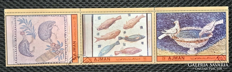 1972. Fujeira mosaic triple stamp f/3/8