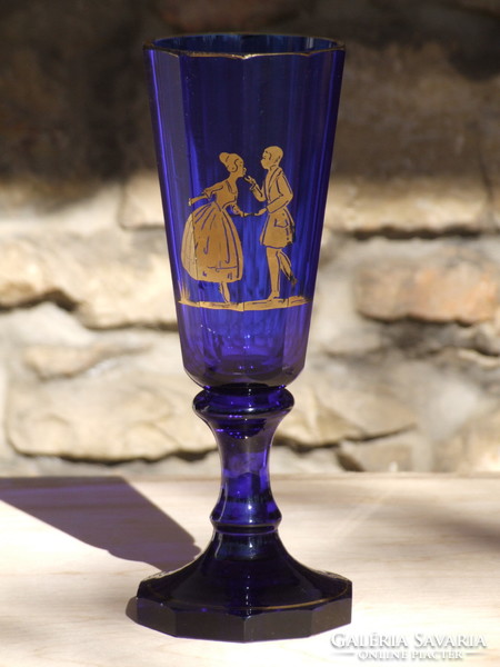 Cobalt blue Biedermeier chalice (060709)