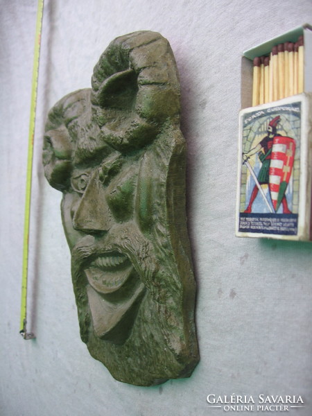 Régi, bronz, busóálarc falidísz -  dombormű - relief