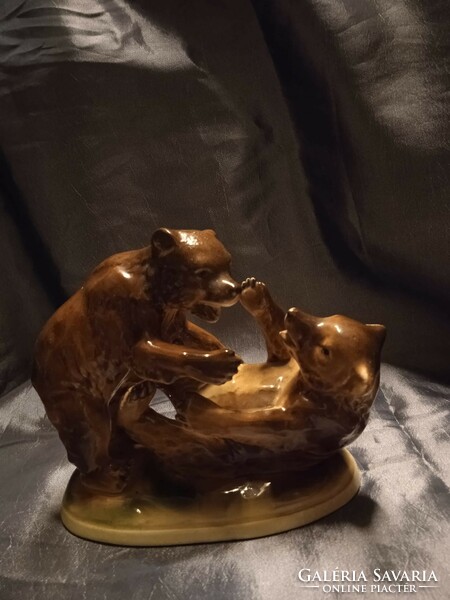 Sitzendorf porcelán  játszó medve pár
