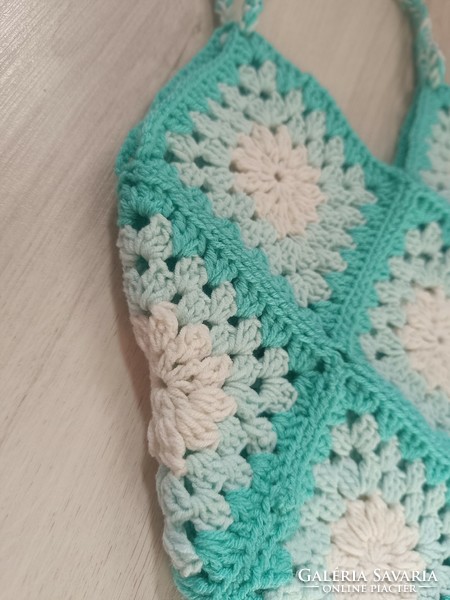 Turquoise mint color crocheted bag
