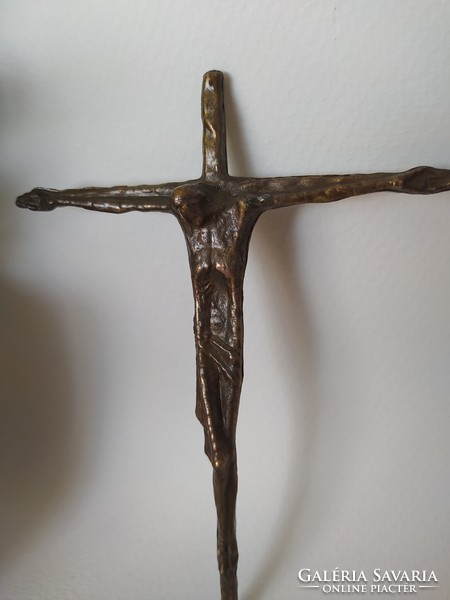 Marked erwin huber - bronze crucifix (catholic memorial 1983)