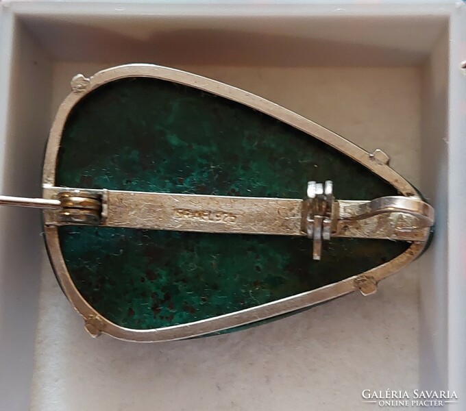 Beautiful silver pendant and brooch, pin with chrysocolla stone