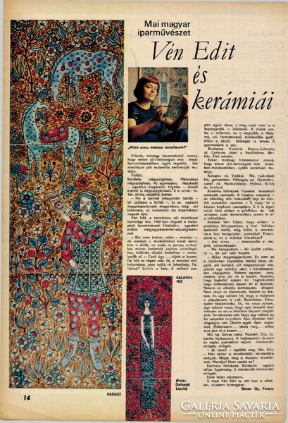 Vén Edit (1937-) jelzett, zsűrizett iparművészeti mázas csempe faliképe