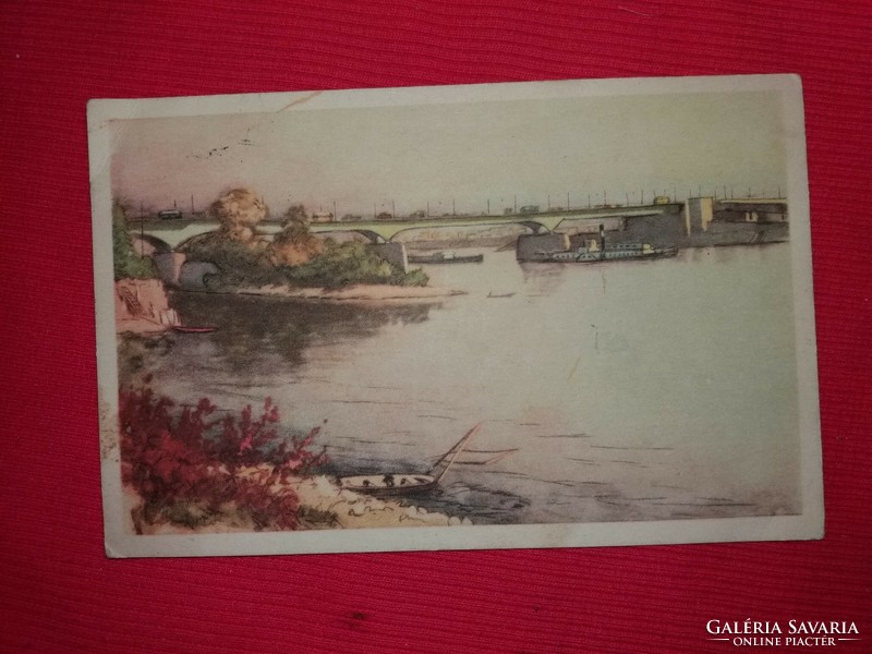 Antik képeslap Zádor István : A SZTÁLIN HÍD ( Árpád - híd) a képek szerint