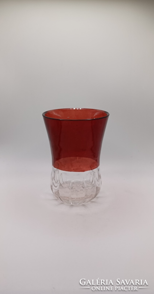 Bíbor pácolt biedermeier üveg pohár