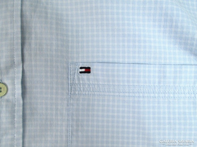 Original tommy hilfiger (l / xl) elegant small check short sleeve men's shirt