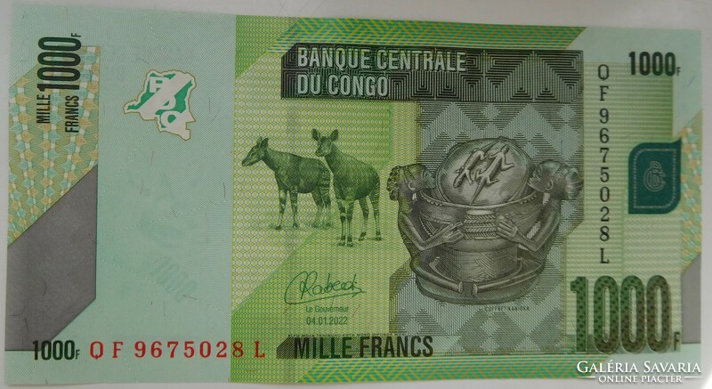 Kongói Dem Közt 1000 francs 2022 UNC