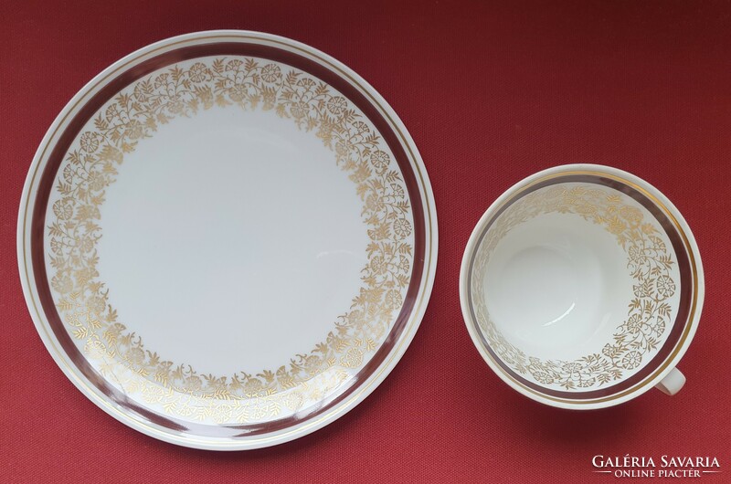 Weimar német porcelán kávés teás reggeliző szett csésze kistányér tányér