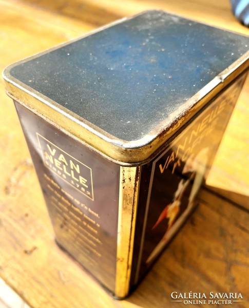 Van Nelle's Koffie gyönyörű sötétkék vintage fém doboza, pléh reklám doboz