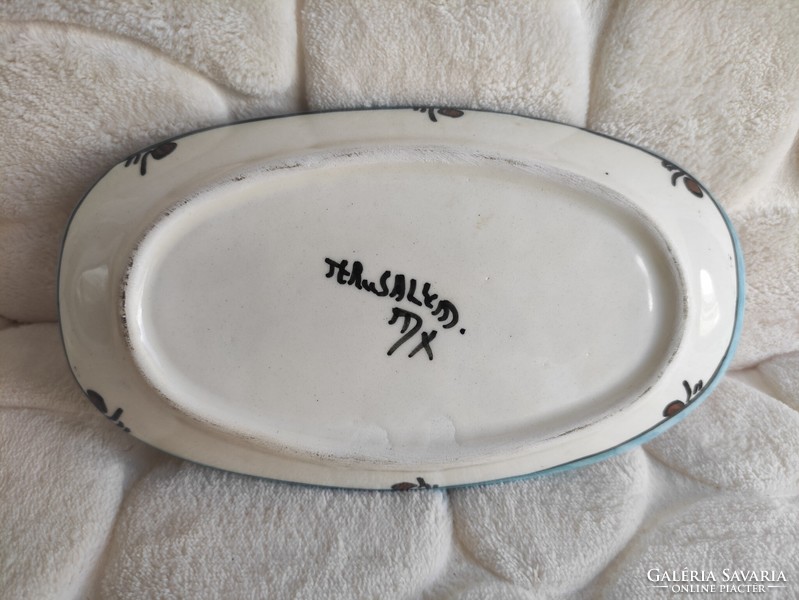 Oval ceramic bowl with Jerusalem bird pattern