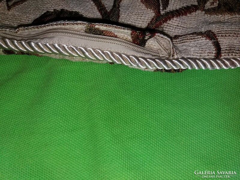 Beautiful antique bieder woven pillow with silk cord border, decorative cover with zipper 57x57cm according to pictures