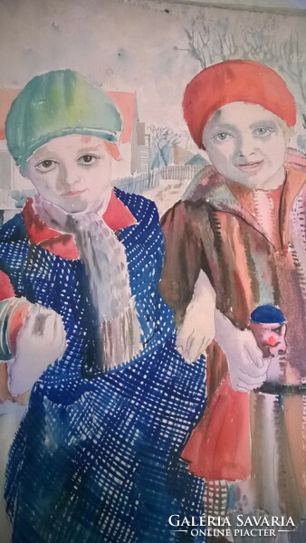 Károly Vayszada (1901-1977) girlfriends aqv., Jjl., painting made in 1930