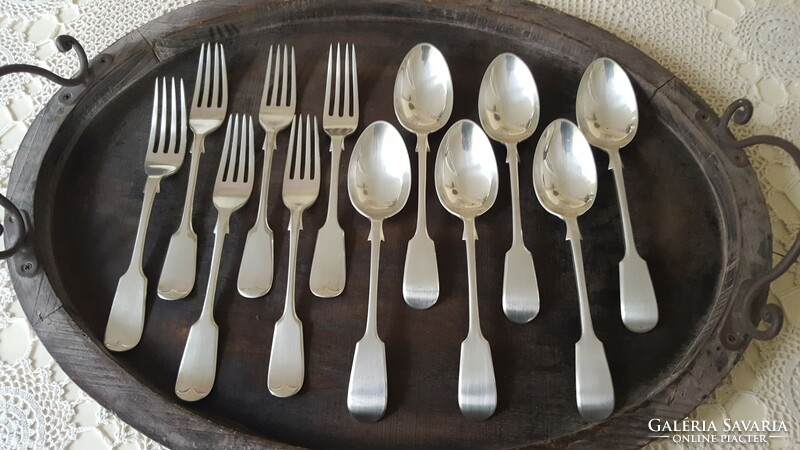 English silver-plated spoon and fork set