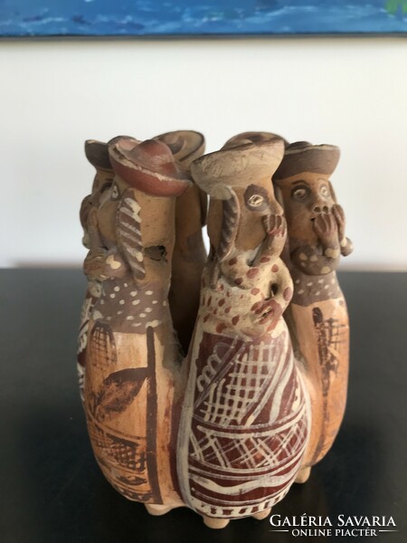 Terracotta ceramic statue, group of women, South American, Portuguese, possibly Spanish, unmarked (m148)