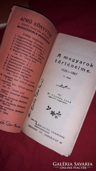 1905 . APRÓ KÖNYVTÁR Csuday Jenő, dr. : A magyarok története. I.-II.– Löblovitz Zsigmond