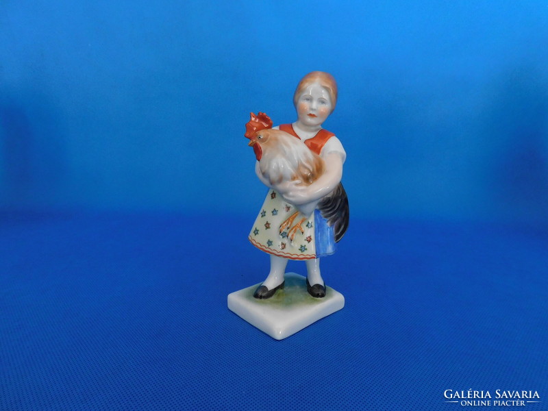 Herend antique little girl with a rooster