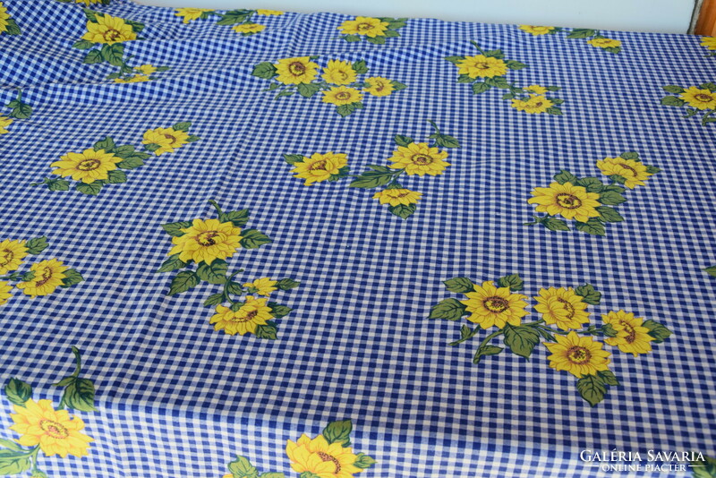 Old painted tablecloth cotton table cloth tablecloth cheerful sunflower flower large size for garden 182 x 143