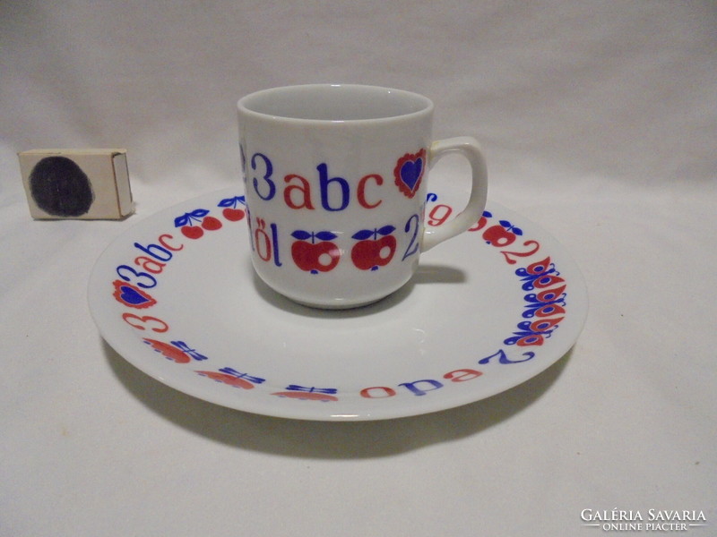 Alföldi porcelain ABC pattern children's plate and cup - together