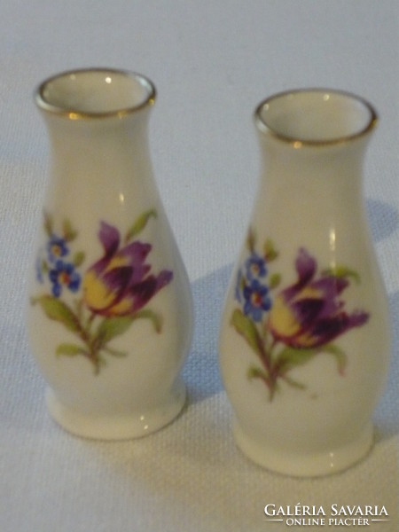 2 small antique raven house vases