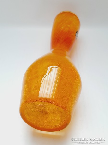 Karcagi narancssárga színű fátyolüveg váza - 26,8 cm