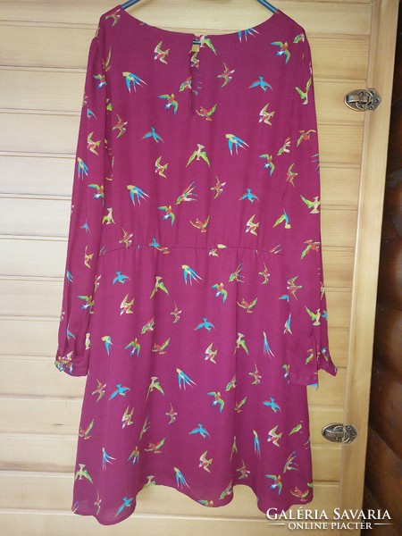 Birdy burgundy flowy lined dress. Xl/xxl. Bust: 56cm.