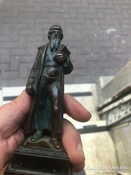 Bronze statue of Gutenberg, antique, 15 cm high.