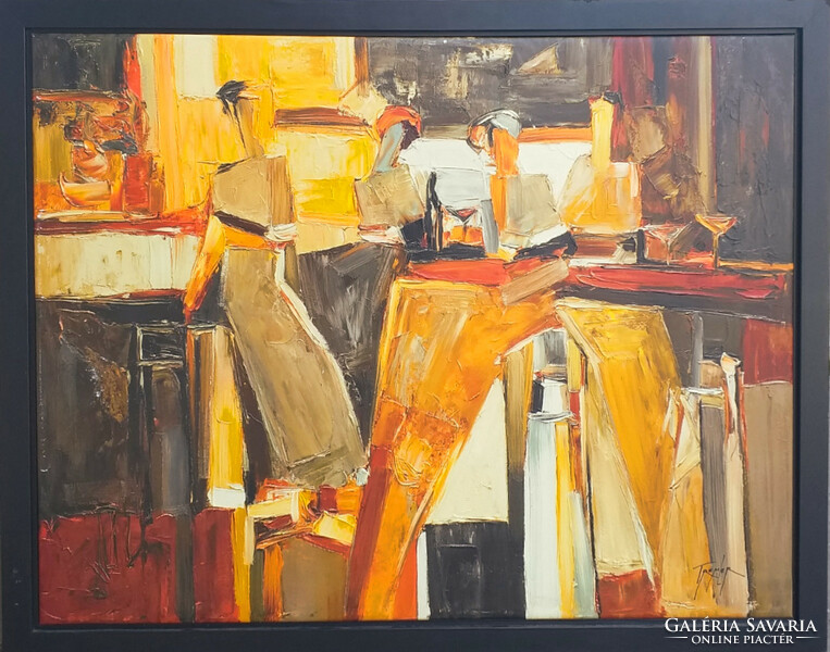 Yuri Tremler (1961 - ) Israeli painter: in a bar