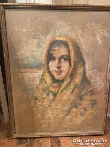 Female pastel chalk portrait