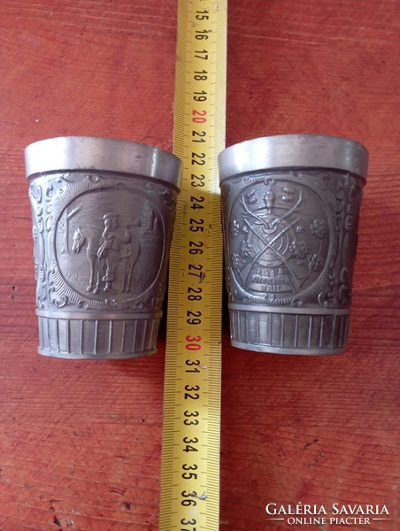 2 pewter cups.