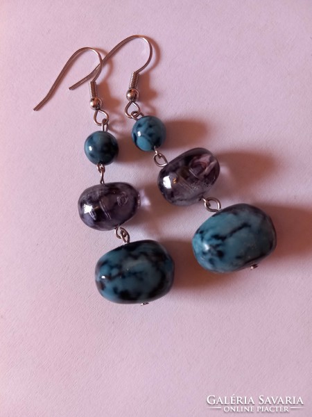Showy turquoise replica plastic earrings