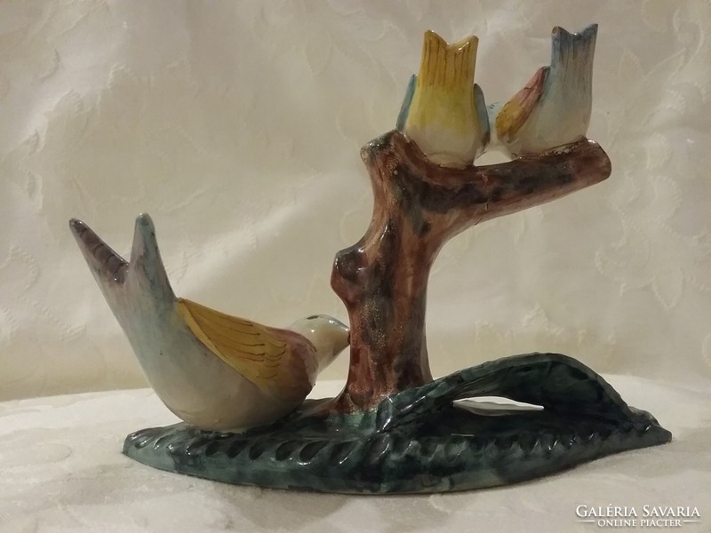 Goszthony mary antique marked pottery, birds on a branch
