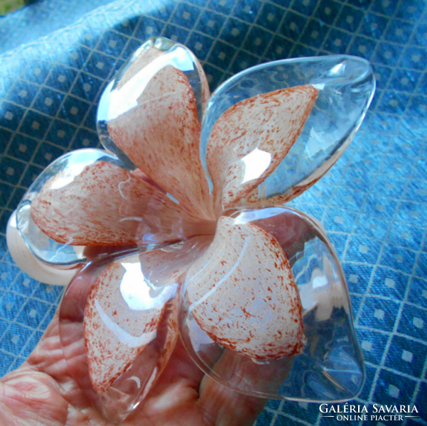 Muránói      üveg virág gyertyatartó -szép kézműves darab