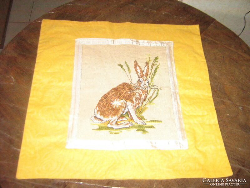 Beautiful embroidered bunny cushion cover